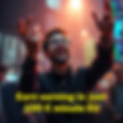 A person celebrating after successfully signing up and making a deposit to earn money in a financial setting.