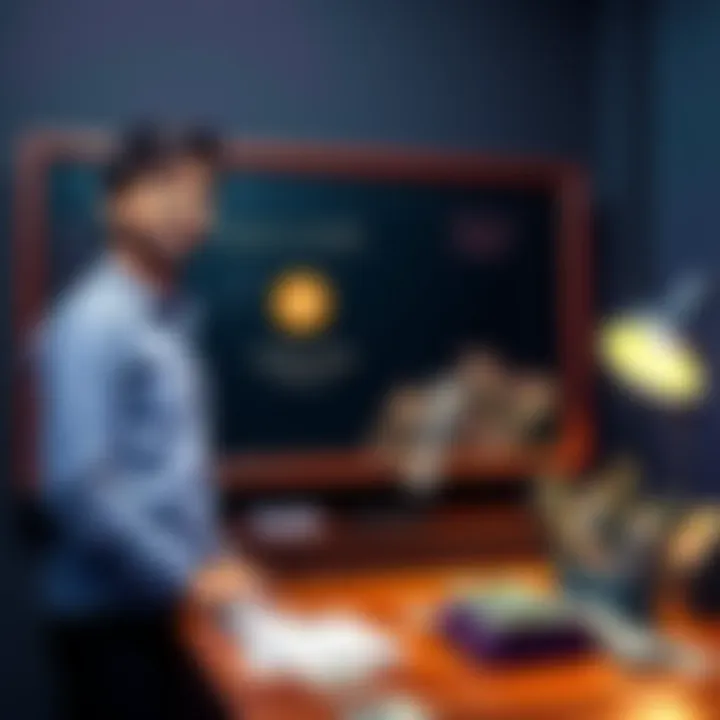 Rajat Soni standing in front of a chalkboard explaining Bitcoin concepts, with cash on the desk