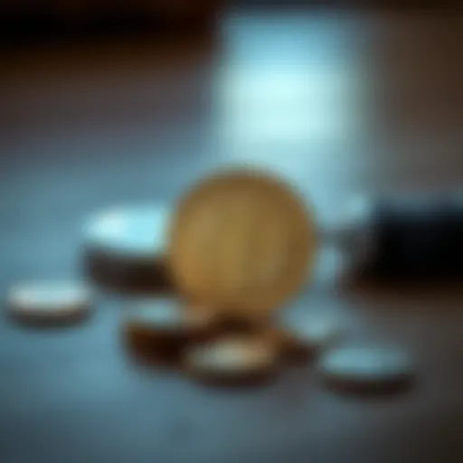 A close-up view of a rare coin placed on a wooden table with some standard coins nearby