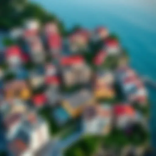 Aerial view of Italian real estate properties with a focus on residential buildings, emphasizing potential investment opportunities.