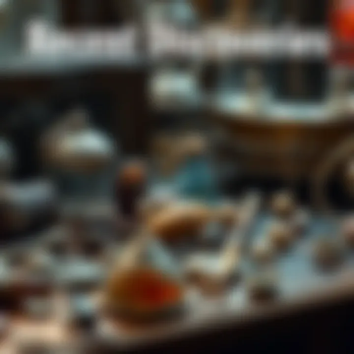 A collection of interesting items found during recent explorations, displayed on a table.