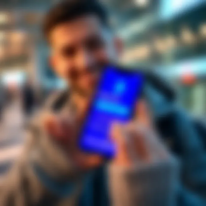 A person holding a smartphone displaying the Revolut app with a satisfied expression, representing the successful reopening of a bank account