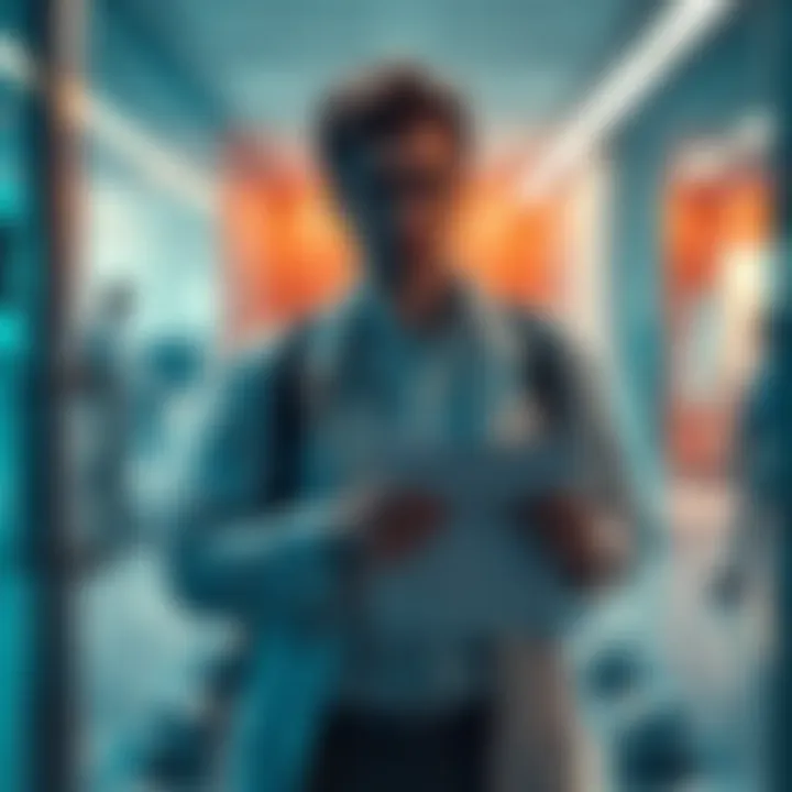 A researcher leaving the Anthropic office with a concerned expression, holding a document labeled AI Risks