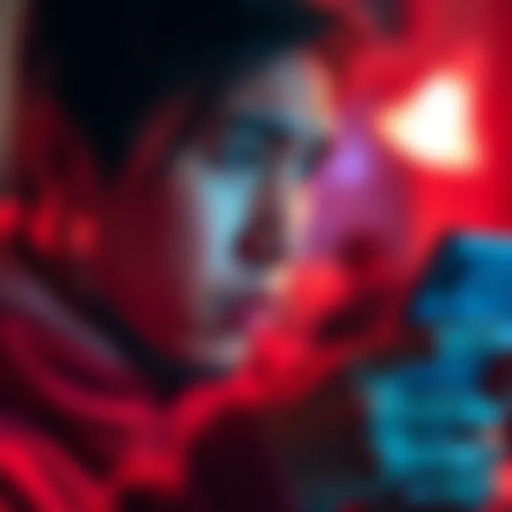 A worried individual looking at a phone with a Revolut logo, showing concern about a scam