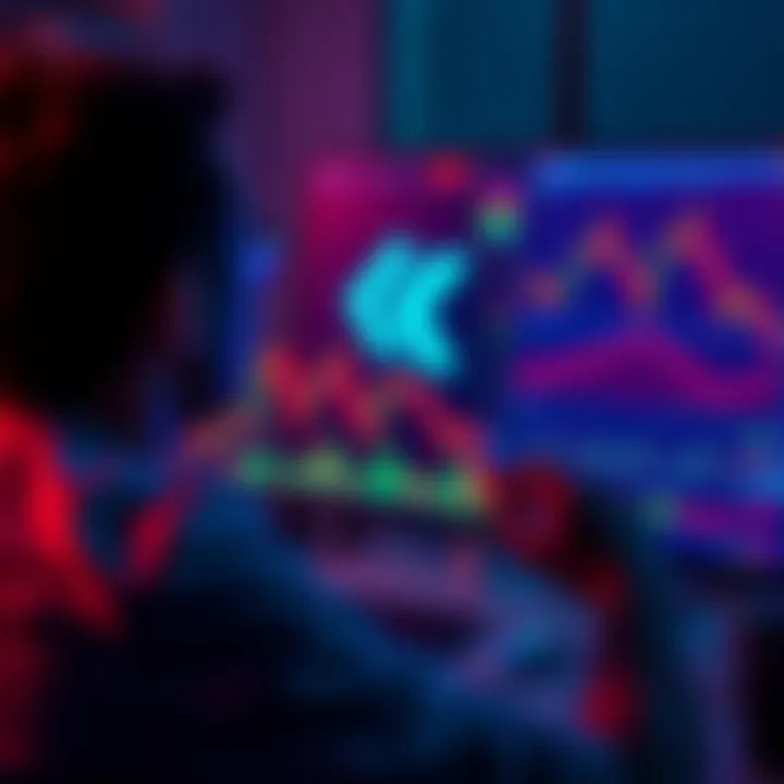 A person analyzing cryptocurrency graphs and charts on a computer screen with Revolut's logo visible.