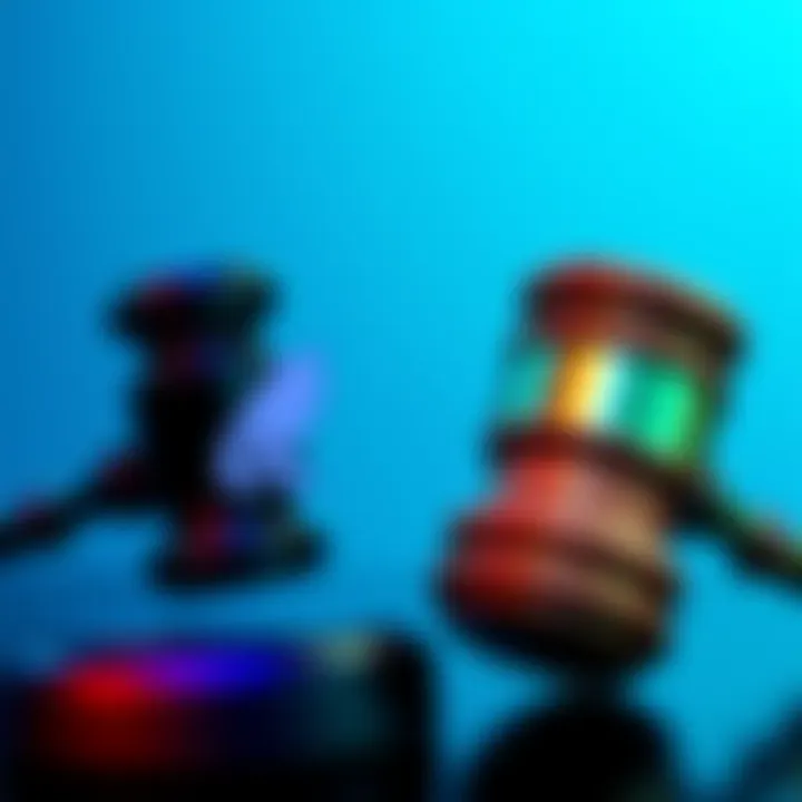 Robinhood logo with legal gavel The Robinhood logo next to a legal gavel, symbolizing charges against employees in a crypto fraud case.