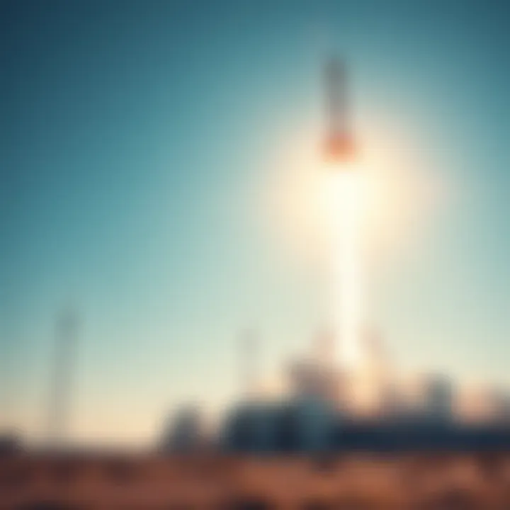 A rocket preparing to launch against a clear blue sky, symbolizing new beginnings after a drought.