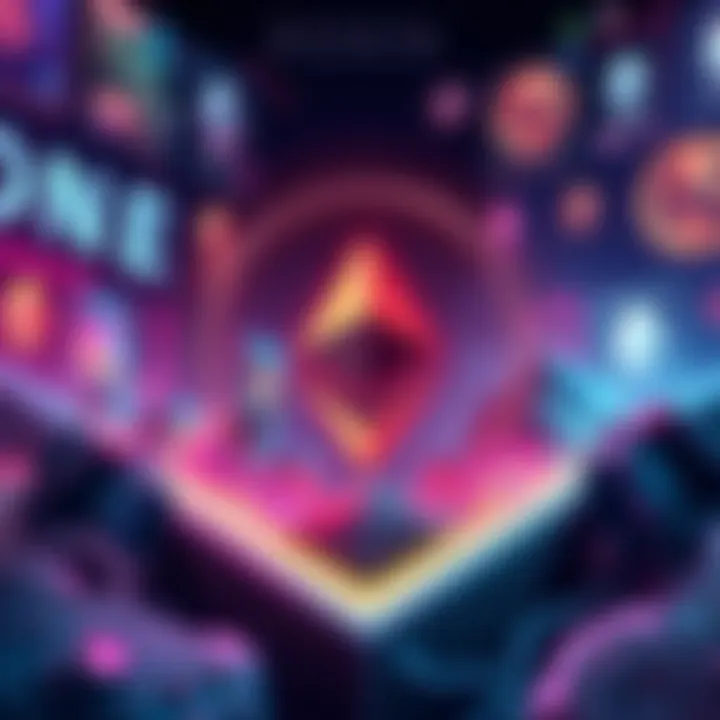 Illustration showing the Ronin Network logo with Ethereum symbols and gaming elements in the background