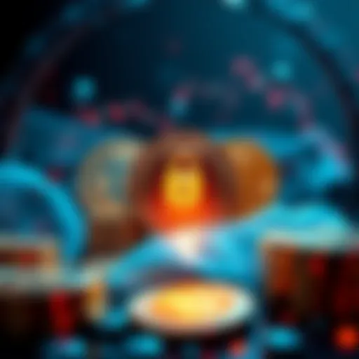 A digital representation of different stable coins with a lock symbol, emphasizing security for crypto investments on Solana.