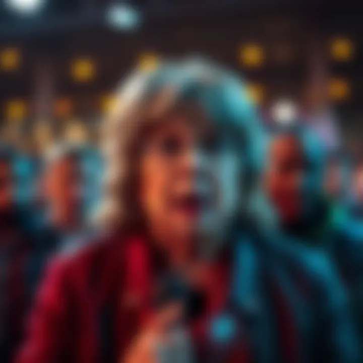 Sam Bankman-Fried's mother expresses her views on her son's prosecution in front of a crowd.