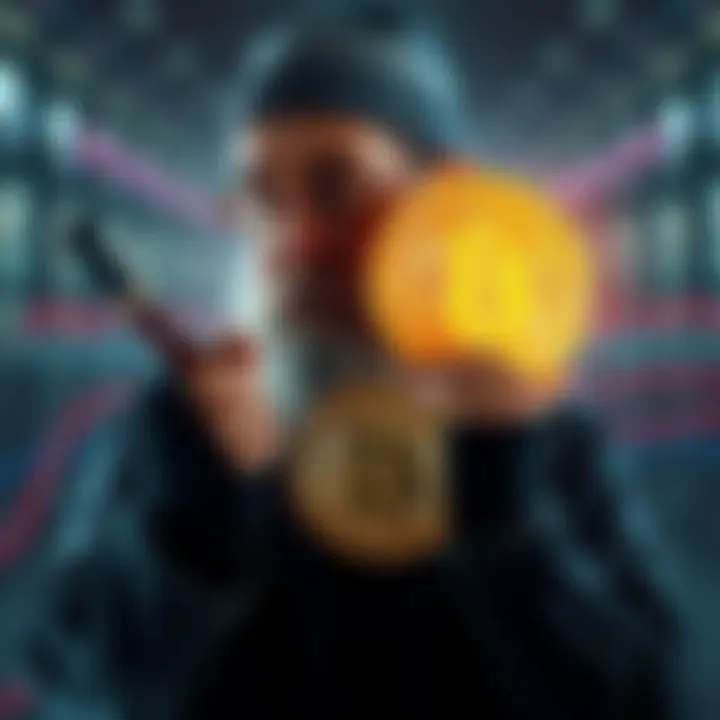 A visual representation of Satoshi Nakamoto holding a Bitcoin symbol, illustrating the concept of proving ownership without transferring coins.