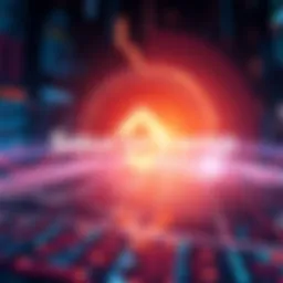 A bright representation of the SaucerSwap logo set against a futuristic digital background, symbolizing decentralized trading innovations.