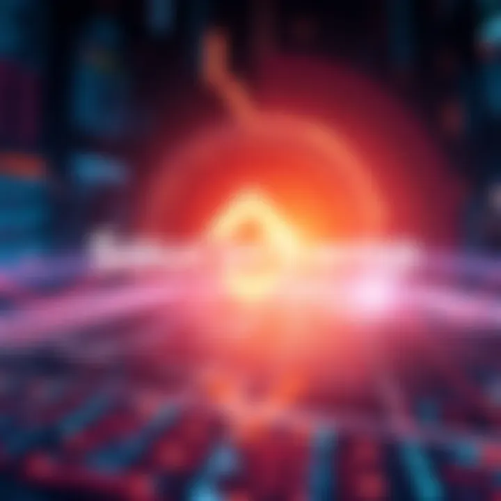 SaucerSwap logo on a digital background A bright representation of the SaucerSwap logo set against a futuristic digital background, symbolizing decentralized trading innovations.