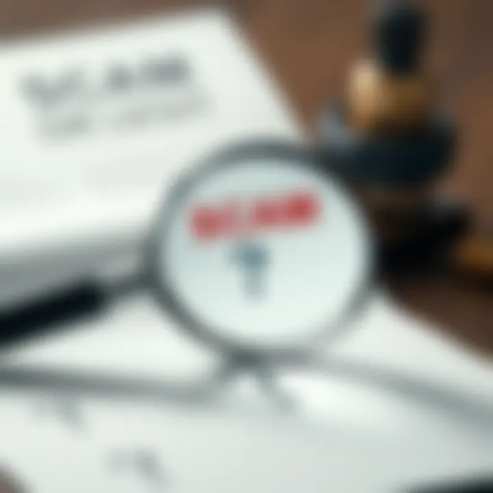 A magnifying glass over a document with question marks, symbolizing the investigation into scam claims.