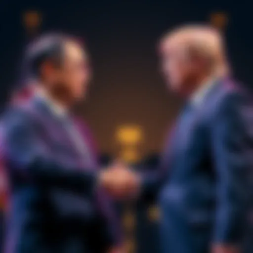 Justin Sun with SEC officials shaking hands after settlement over Trump crypto coins