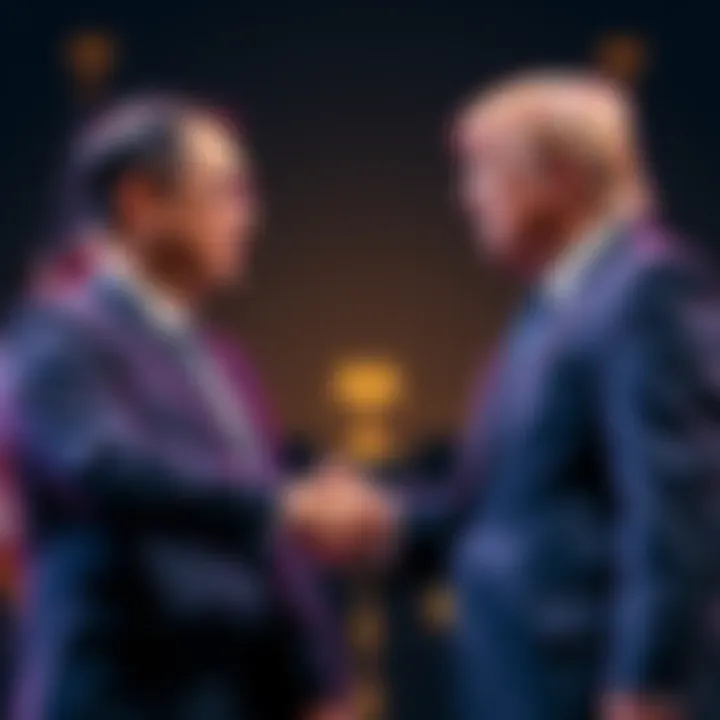 Justin Sun with SEC officials shaking hands after settlement over Trump crypto coins