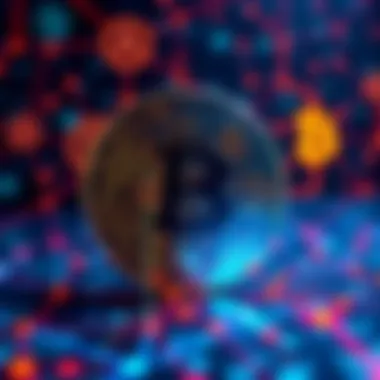 A digital illustration showing a secure Bitcoin network with AI and quantum computing symbols in the background, highlighting cybersecurity efforts.