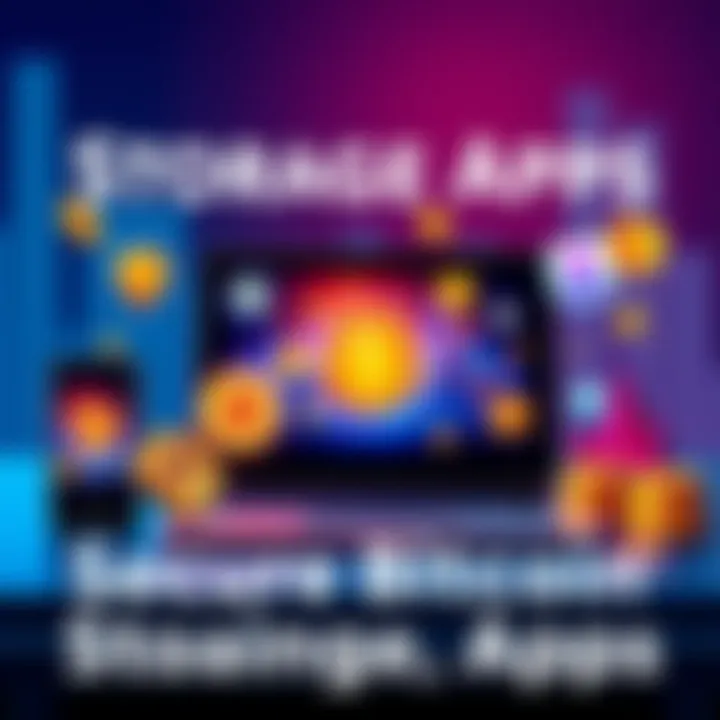 Illustration of various apps used for long-term Bitcoin storage on a smartphone and laptop, symbolizing security and investment protection.