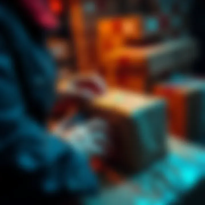 A person securely packaging seed phrases and a Trezor device while moving, ensuring they follow customs regulations.