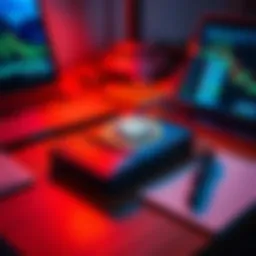 A Trezor hardware wallet on a desk with a laptop and a notepad, illustrating secure Bitcoin storage methods.