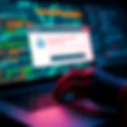 A user typing a passphrase into a browser with a pop-up warning about security risks in the background.