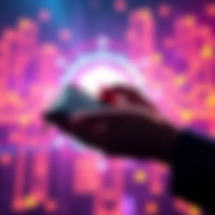 A person holding a digital wallet with a blockchain graphic in the background, symbolizing self-custody of funds