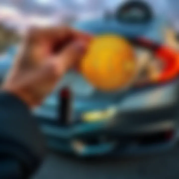A person holding a car key and a Bitcoin symbol, representing the sale of a Honda Civic for cryptocurrency investment.