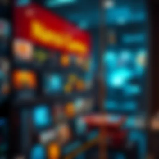 A digital storefront display showing game keys available for purchase with nano payments, featuring various game graphics and key icons.