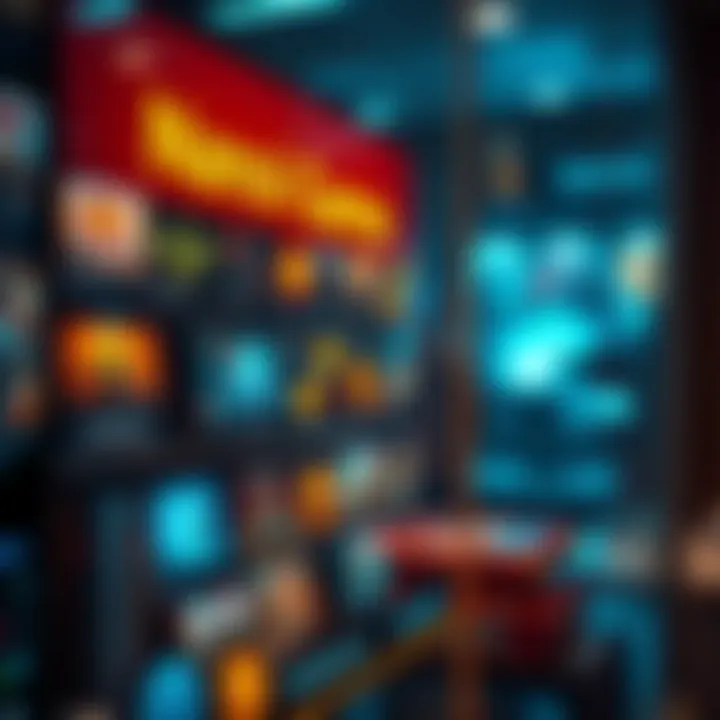 A digital storefront display showing game keys available for purchase with nano payments, featuring various game graphics and key icons.