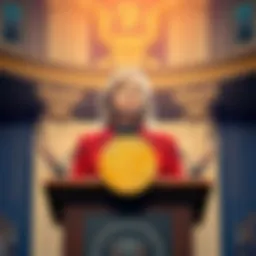 Senator Cynthia Lummis speaking at a podium about Bitcoin accumulation