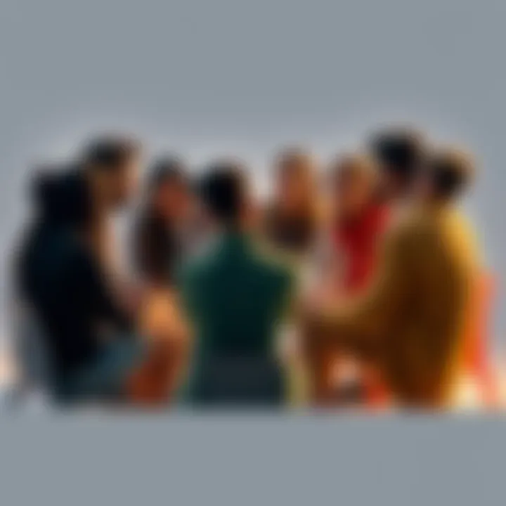 A group of people sitting in a circle, openly discussing their feelings, creating a supportive atmosphere.