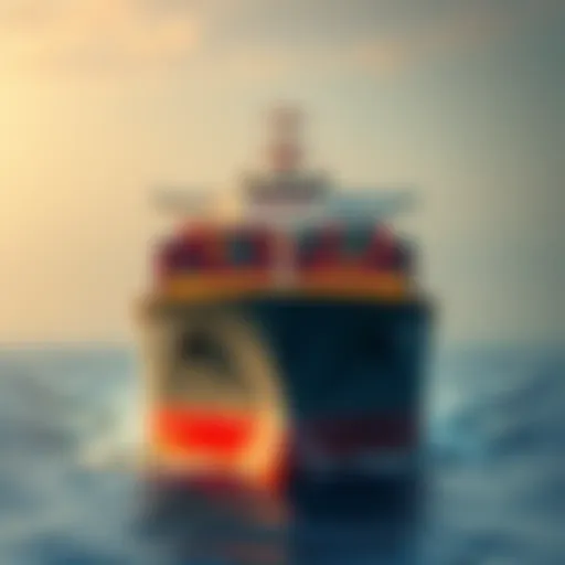 A large shipping tanker prepares to pay tolls in Bitcoin while navigating through the Strait of Hormuz.