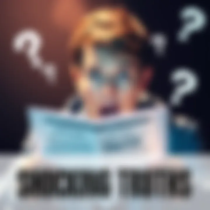 A person looks surprised while reading a report with shocking truths, surrounded by question marks.