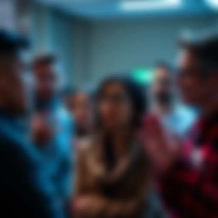 A group of people using gestures and facial expressions to communicate without words, highlighting the importance of non-verbal cues in conversation.
