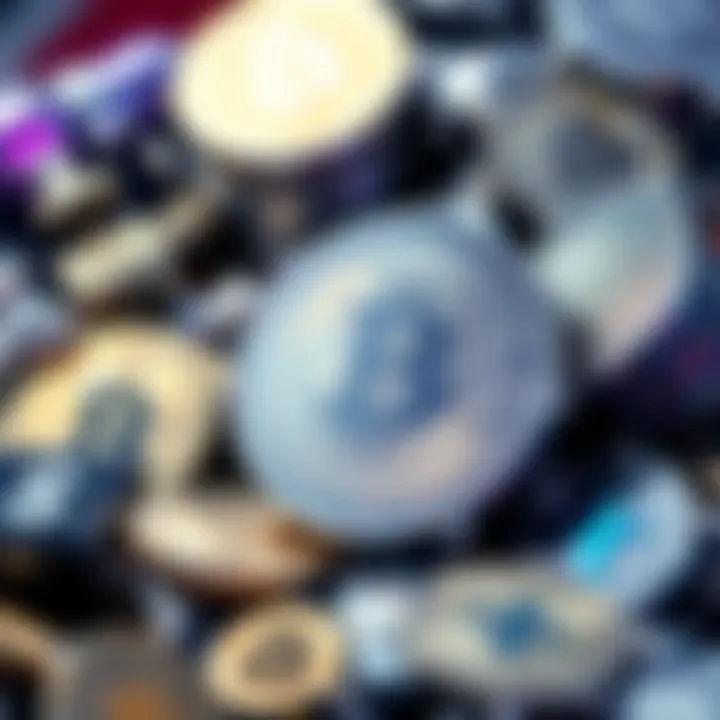 A silver coin next to various altcoin symbols, representing the connection between silver's price increase and altcoins in the market.