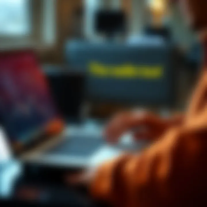 Simple crypto wallet interface A person calmly using a basic crypto wallet on a laptop, focusing on thoughtful investing.