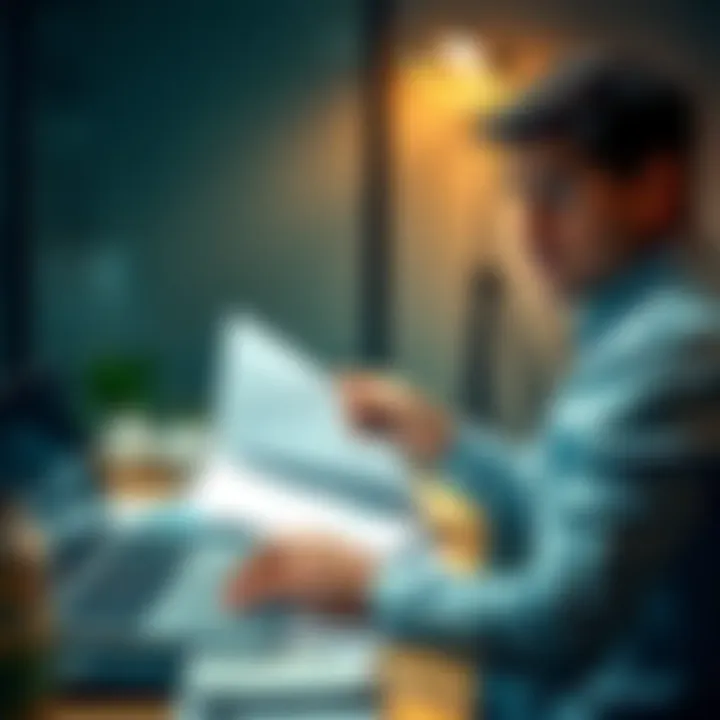 A person looking confused while reviewing financial documents at a desk with a laptop and calculator, questioning the idea of a single account for salary and brokerage.