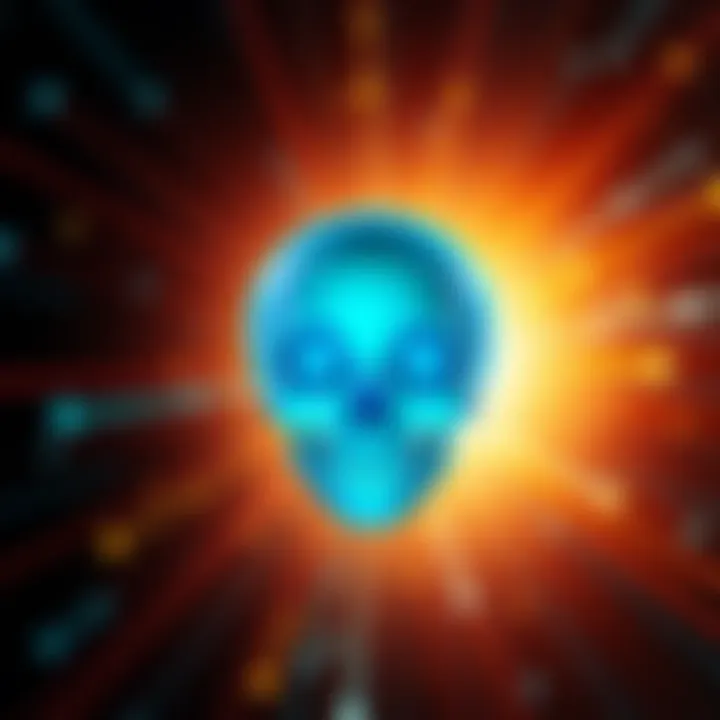 A stylized skull emoji on a bright background, representing digital communication.