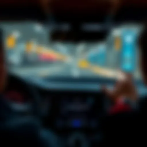 A close-up view of a Honda CRV dashboard showing Apple Carplay loading with a frustrated driver looking at the screen.