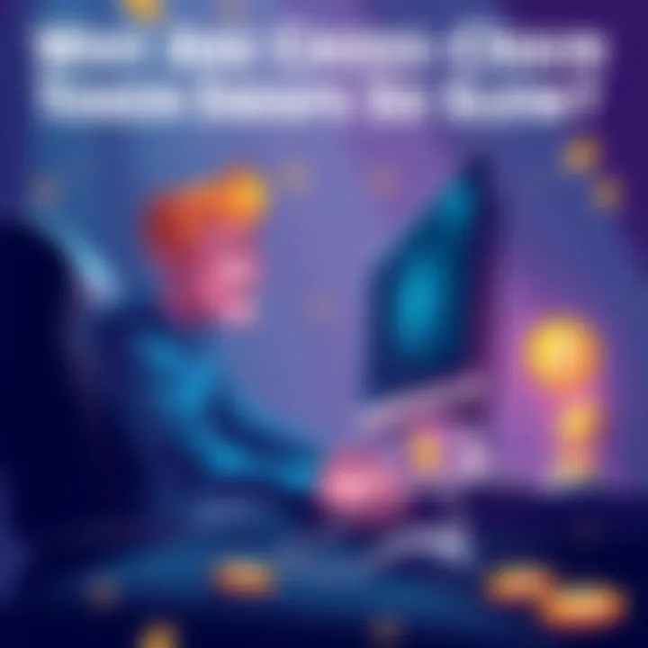 An illustration showing a frustrated person waiting at a computer, with loading symbols and digital coins around, representing slow cross-chain token swaps.