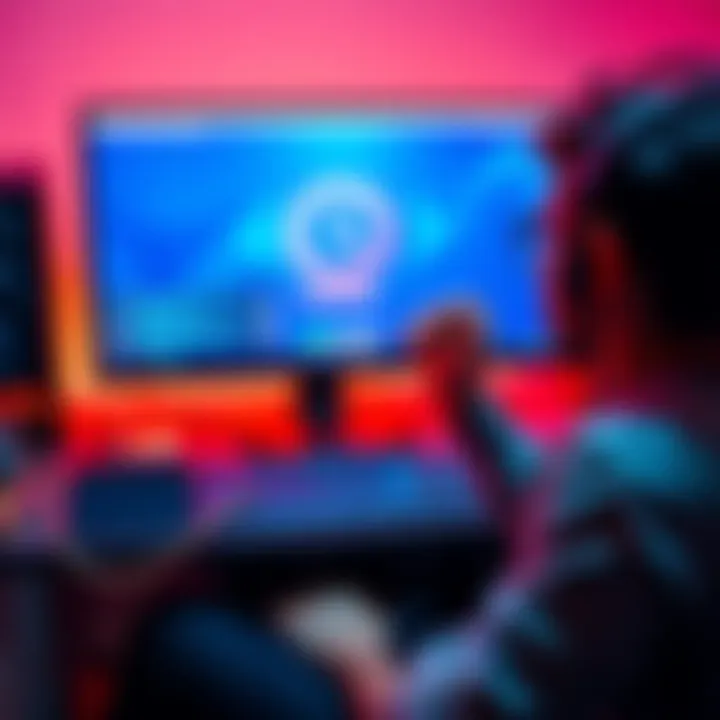 A frustrated person sits in front of a computer with a loading symbol on the screen, showing slow internet speeds after a firmware update.