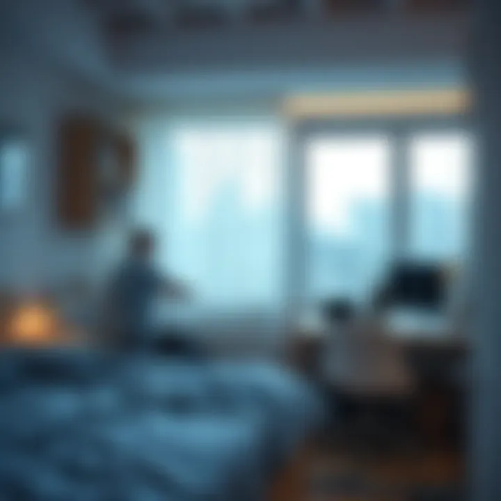 A person making a bed and organizing a workspace, symbolizing small changes leading to improvements in life.