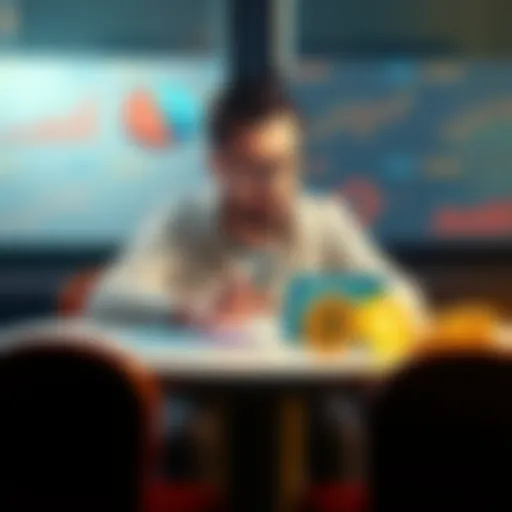 A thoughtful man with glasses sharing insights about Bitcoin at a round table, surrounded by charts and graphs related to cryptocurrency trends.