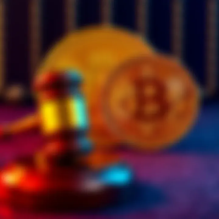 South Africa Crypto Regulation A gavel next to a Bitcoin symbol, representing new crypto laws in South Africa