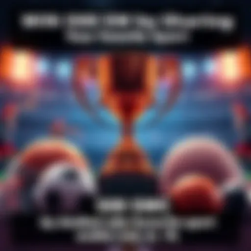 Graphic showing a trophy and sports equipment representing a contest for sports fans to share their favorite sport, with a caption about winning 500 SWC, ending July 19.
