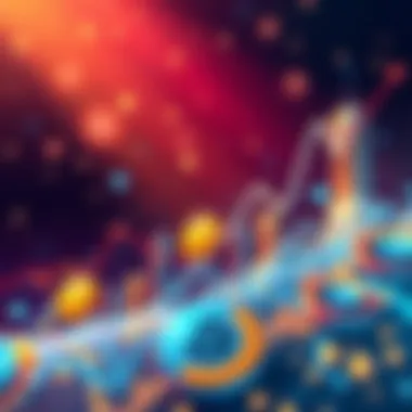 Illustration of stablecoins and AI impacting cryptocurrency in 2025, with rising graphs and digital currency symbols.