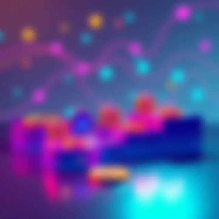 Platforms for Stablecoin Growth A digital representation showing various platforms for managing stablecoins like Nexo. USDC coins are depicted growing on these platforms, indicating investment growth.