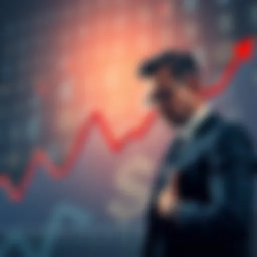 A graph showing flat investment returns since November 2021 with a backdrop of currency symbols and a worried investor.