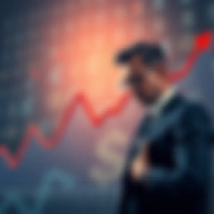 Stagnant Investments A graph showing flat investment returns since November 2021 with a backdrop of currency symbols and a worried investor.