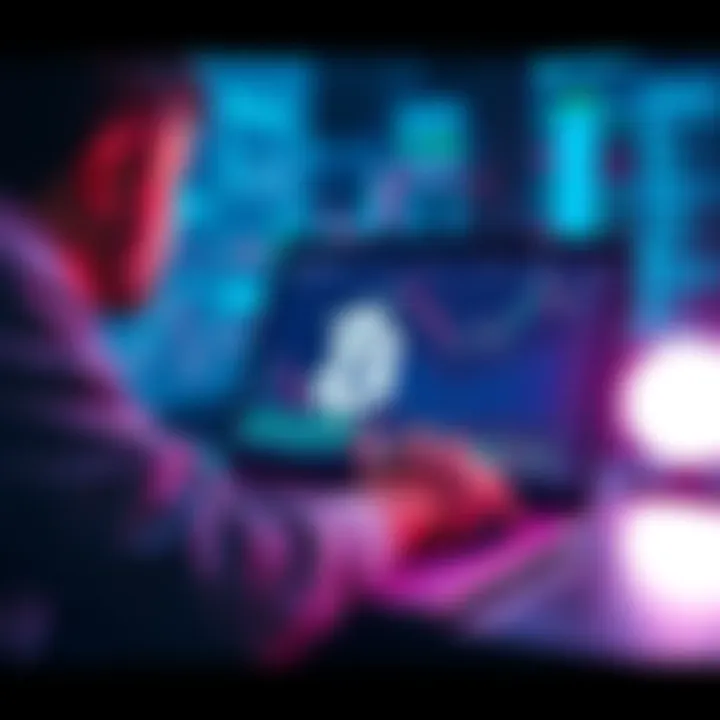 Person considering staking 2 WBTC on a laptop with investment charts displayed